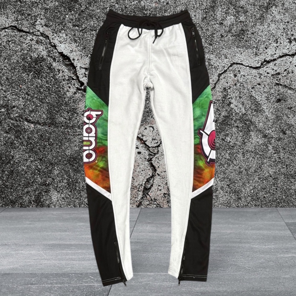 Bang Energy Drink White Black Multi-Color Drawstring Sweatpants Joggers Medium